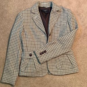 Talbots Tweed Green Brown and Cream Jacket Size 0 petite